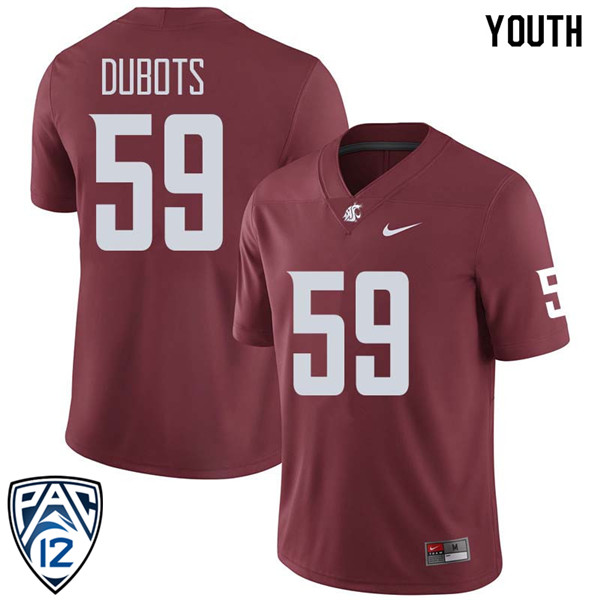 Youth #59 Cole Dubots Washington State Cougars College Football Jerseys Sale-Crimson